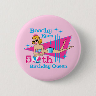 Badge Rond 5 Cm Cinquantième anniversaire désireux pour la plage