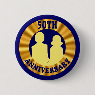Badge Rond 5 Cm cinquantième Bouton d'anniversaire de mariage
