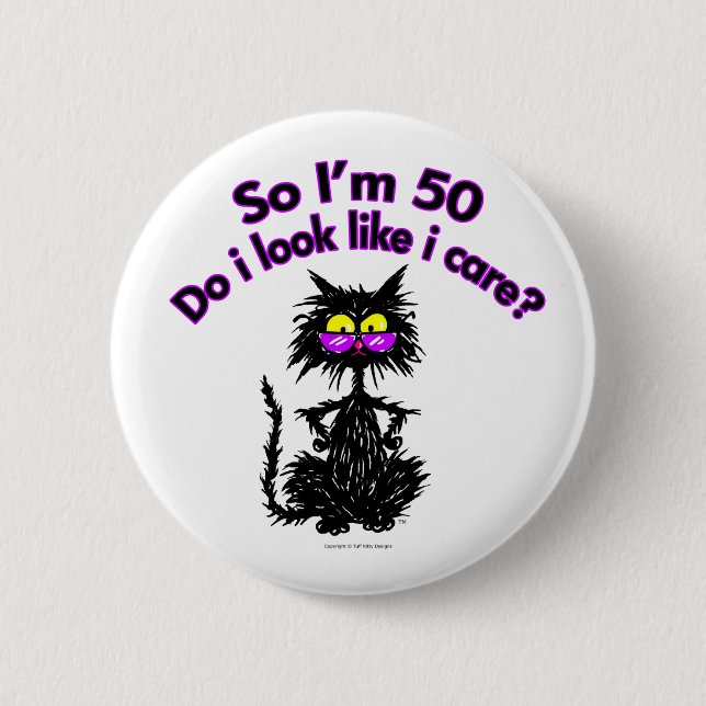 Badge Rond 5 Cm cinquantième Cadeaux de chat d'anniversaire (Devant)