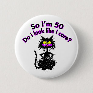 Badge Rond 5 Cm cinquantième Cadeaux de chat d'anniversaire