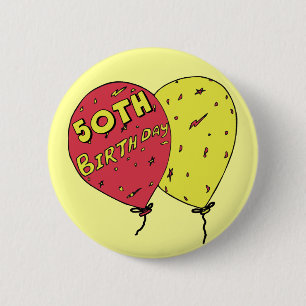 Badge Rond 5 Cm cinquantième L'anniversaire monte en ballon le