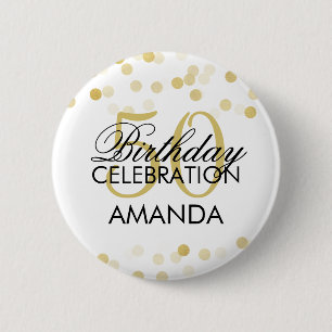 Badge Rond 5 Cm cinquantième Lumières de parties scintillantes d