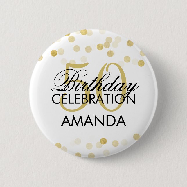 Badge Rond 5 Cm cinquantième Lumières de parties scintillantes de (Devant)
