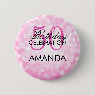 Badge Rond 5 Cm Cinquantième lumières élégantes de parties