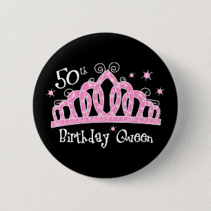 Badge Rond 5 Cm Cinquantième reine DK d'anniversaire de diadème