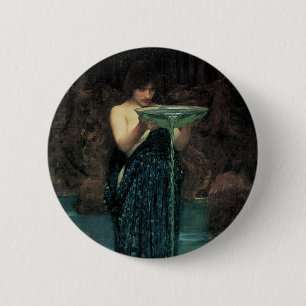 Badge Rond 5 Cm Circe Invidiosa par John William Waterhouse