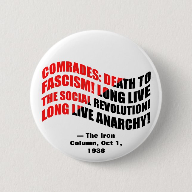 Badge Rond 5 Cm Citation antifasciste de colonne de fer (Devant)