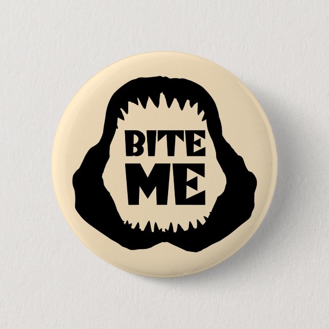 Badge Rond 5 Cm Citation Bite me - Requin Jaws (Devant)
