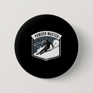 Badge Rond 5 Cm Citation d'amant de ski maître de poudre skieur de