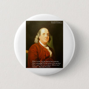 Badge Rond 5 Cm Citation de Ben Franklin (Ce qui est sage) Cartes 