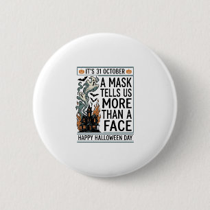 Badge Rond 5 Cm Citation de masque Halloween vintage vector design