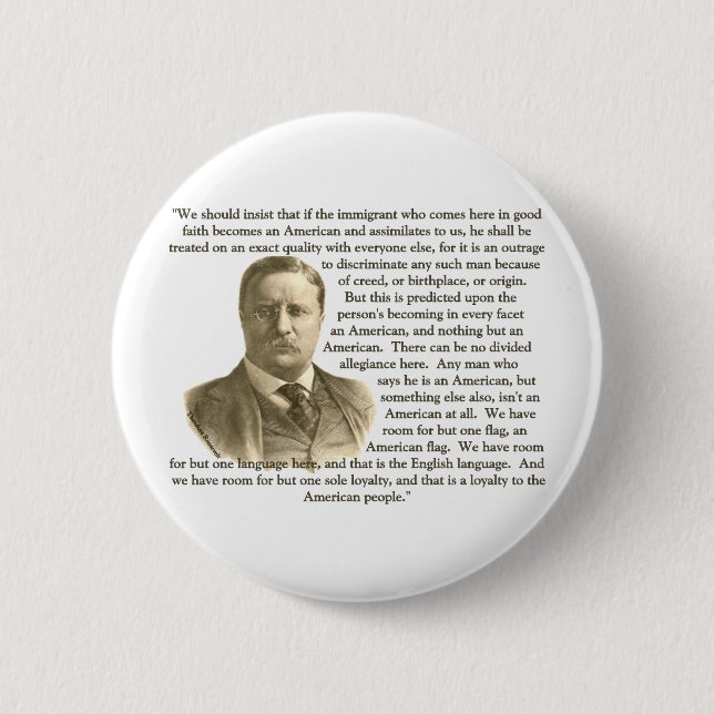 Badge Rond 5 Cm Citation de Teddy Roosevelt (Devant)