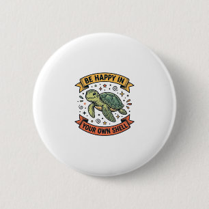 Badge Rond 5 Cm Citation de tortue heureuse Design de gravure vint
