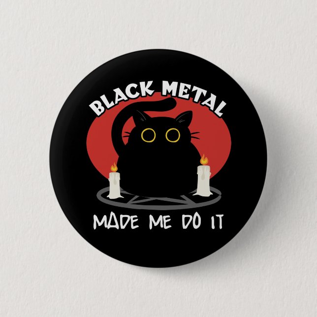 Badge Rond 5 Cm Citation drôle en métal noir | Chat noir Satanique (Devant)