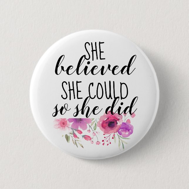 Badge Rond 5 Cm Citation féministe inspirante florale (Devant)