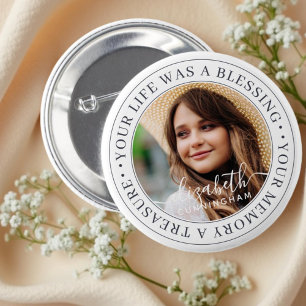 Badge Rond 5 Cm Citation Memorial Moderne Élégant Chic Photo perso