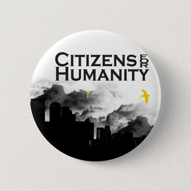 Badge Rond 5 Cm Citoyens pour l'humanité (Devant)