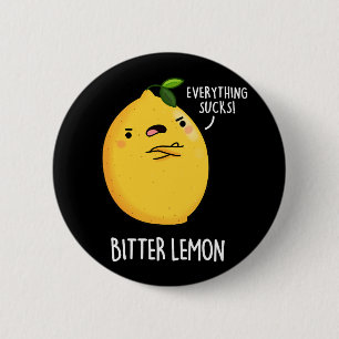 Badge Rond 5 Cm Citron amer Funky Fruit Pun Dark BG