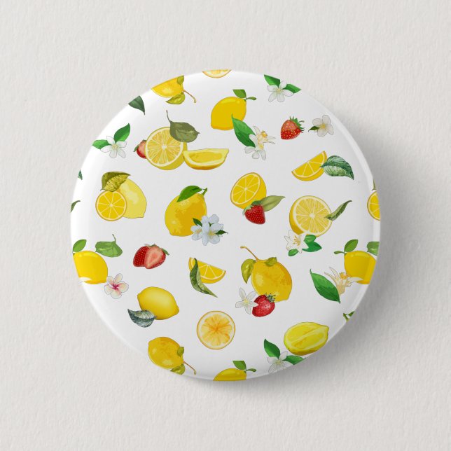 Badge Rond 5 Cm Citron & Fraise 2 (Devant)