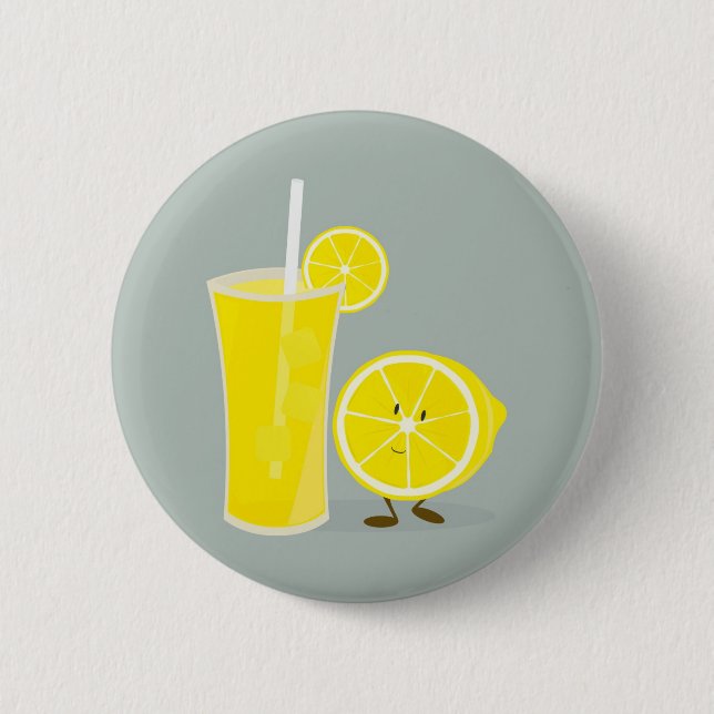 Badge Rond 5 Cm Citron souriant à la limonade (Devant)