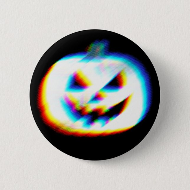 Badge Rond 5 Cm Citrouille blanc Glitchy EDM (Devant)