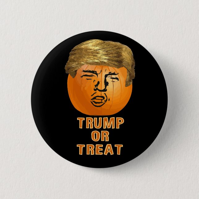 Badge Rond 5 Cm Citrouille drôle de Halloween Trumpkin d'atout (Devant)