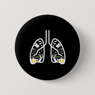 Badge Rond 5 Cm Citrouille Fantôme pulmonaire rétro-thérapeutique