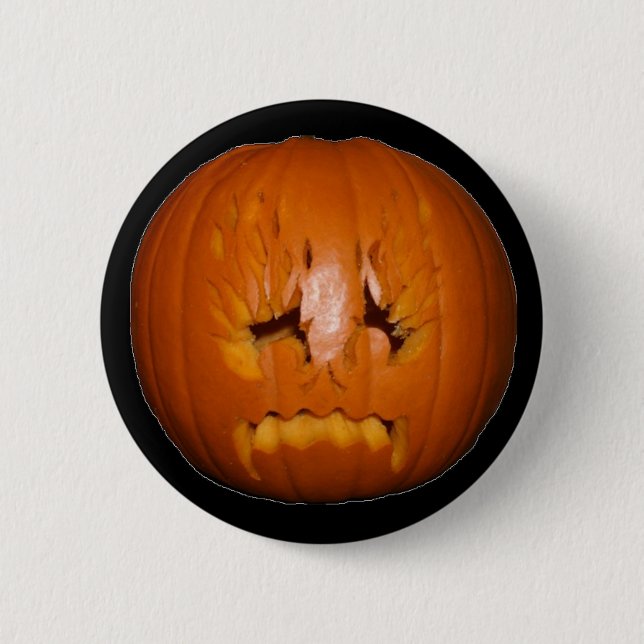 Badge Rond 5 Cm Citrouille, flammes tristes (Devant)