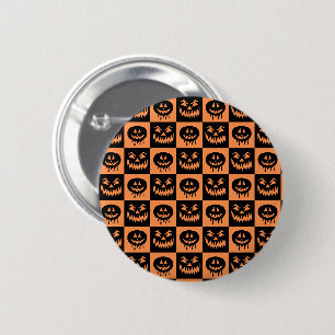 Badge Rond 5 Cm Citrouille Halloween Face Fantôme Motif Éffrayant