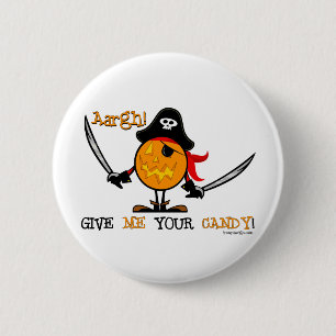 Badge Rond 5 Cm Citrouille pirate d'Halloween