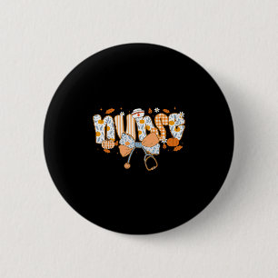 Badge Rond 5 Cm Citrouille Rétro Infirmière Stethoscope Vie Automn