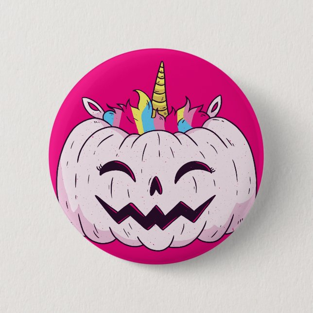 Badge Rond 5 Cm Citrouille Unicorn (Devant)