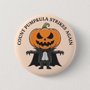 Badge Rond 5 Cm Citrouille Vampire