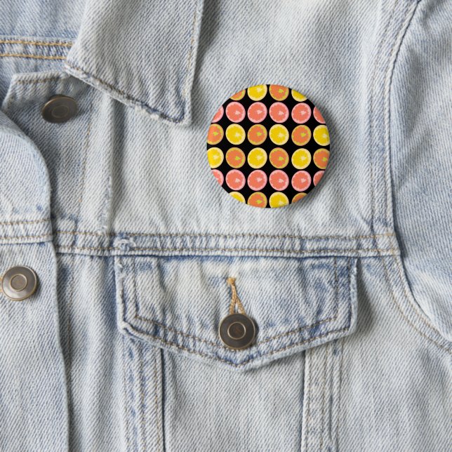 Badge Rond 5 Cm Citrus Candy Lemon Fruit Motif (En situation)