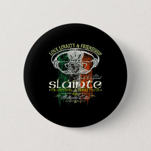 Badge Rond 5 Cm Claddagh celtique Slainte Nge Drapeau irlandais St