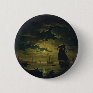 Badge Rond 5 Cm Clair de lune sur Palerme - Beaux-arts haute fidél