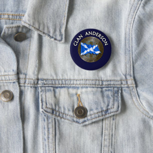Badge Rond 5 Cm Clan Anderson Tartan Knot & Flag