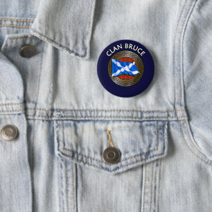 Badge Rond 5 Cm Clan Bruce Tartan Knot & Flag