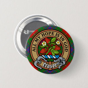 Badge Rond 5 Cm Clan Fraser Crest sur Tartan