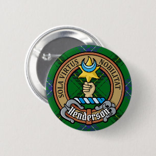 Badge Rond 5 Cm Clan Henderson Crest sur Tartan