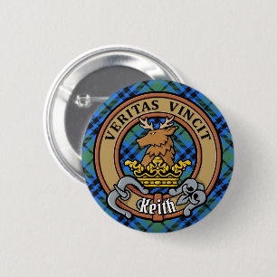 Badge Rond 5 Cm Clan Keith Crest sur Tartan