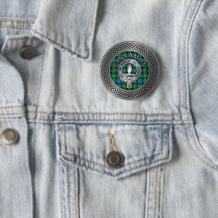 Badge Rond 5 Cm Clan Lamont Crest & Tartan Knot