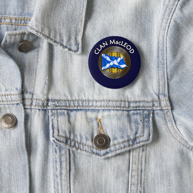 Badge Rond 5 Cm Clan MacLeod Tartan Knot & Drapeau (En situation)
