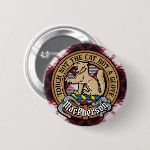 Badge Rond 5 Cm Clan MacPherson Crest sur la chasse Tartan