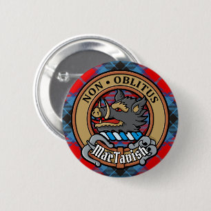 Badge Rond 5 Cm Clan MacTavish Crest sur Tartan