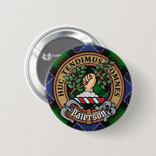 Badge Rond 5 Cm Clan Paterson Crest sur Tartan