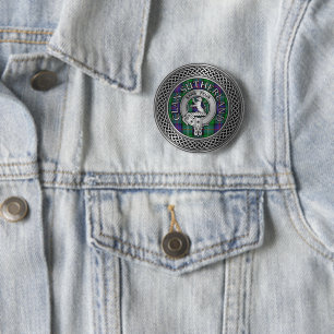 Badge Rond 5 Cm Clan Sutherland Crest & Tartan Knot