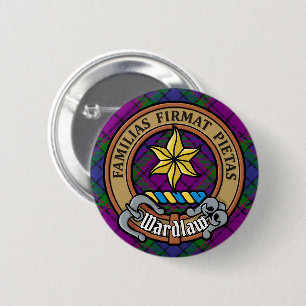 Badge Rond 5 Cm Clan Wardlaw Crest sur Tartan