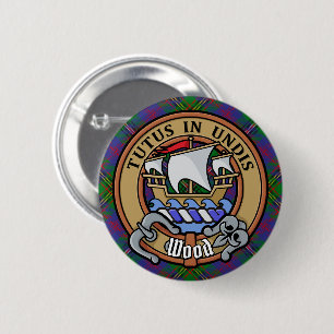 Badge Rond 5 Cm Clan Wood Crest sur Tartan
