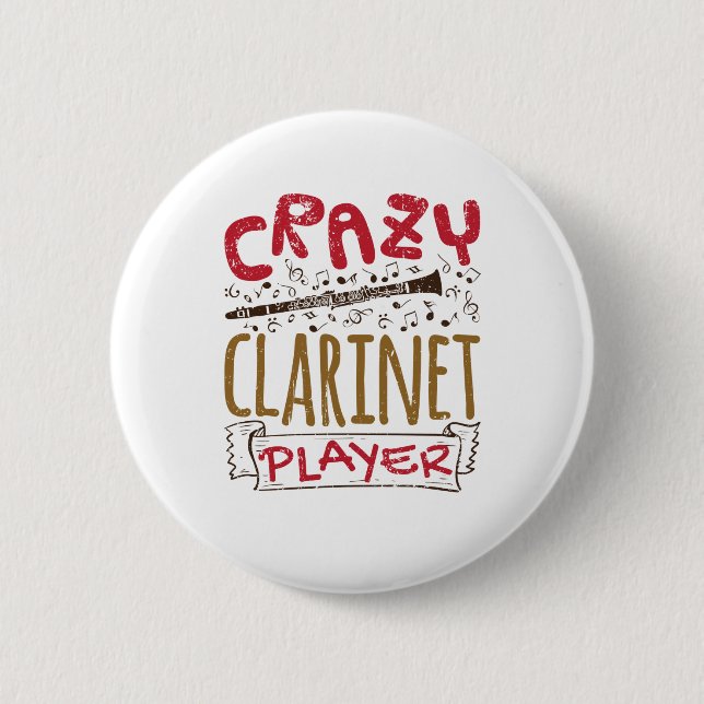 Badge Rond 5 Cm Clarinet Joueur fou Clarinet Clarinetist (Devant)